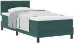 vidaXL Κρεβάτι Box Spring με Στρώμα Σκούρο Πράσινο 90x200 εκ Βελούδο