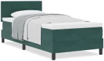 vidaXL Κρεβάτι Box Spring με Στρώμα Σκούρο Πράσινο 90x200 εκ Βελούδο