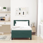 vidaXL Κρεβάτι Box Spring με Στρώμα Σκούρο Πράσινο 90x200 εκ Βελούδο