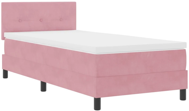 Κρεβάτι με Στρώμα Box Spring vidaXL Ροζ 100x200 εκ. Βελούδινο