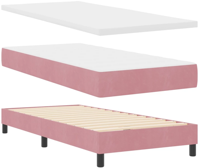 Κρεβάτι με Στρώμα Box Spring vidaXL Ροζ 100x200 εκ. Βελούδινο