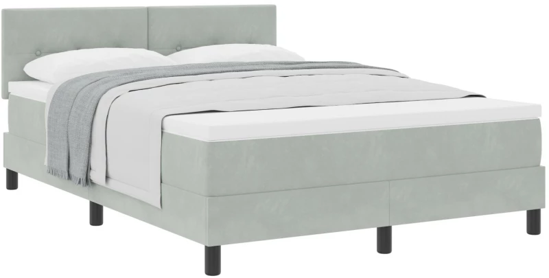 Κρεβάτι Box Spring vidaXL με Στρώμα Ανοιχτό Γκρι 140x200 εκ. Βελούδο