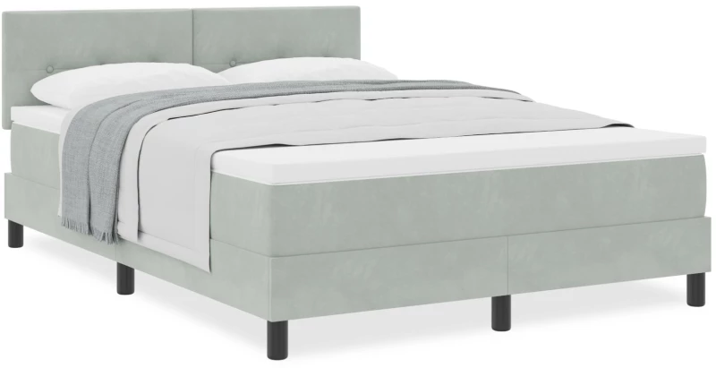 Κρεβάτι Box Spring vidaXL με Στρώμα Ανοιχτό Γκρι 140x200 εκ. Βελούδο