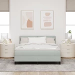 Κρεβάτι Box Spring vidaXL με Στρώμα Ανοιχτό Γκρι 140x200 εκ. Βελούδο