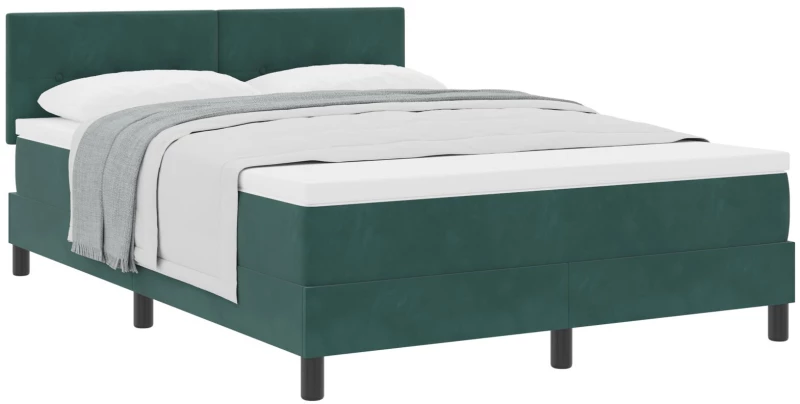 Κρεβάτι Box Spring vidaXL με Στρώμα Σκούρο Πράσινο 160x200 εκ. Βελούδο