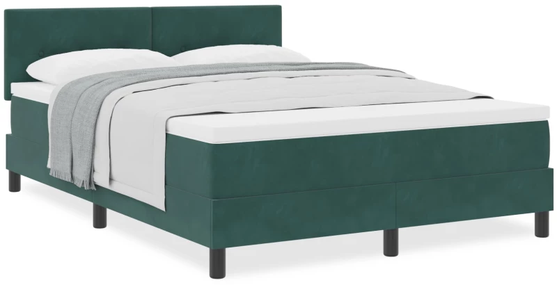 Κρεβάτι Box Spring vidaXL με Στρώμα Σκούρο Πράσινο 160x200 εκ. Βελούδο