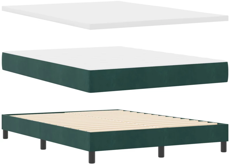Κρεβάτι Box Spring vidaXL με Στρώμα Σκούρο Πράσινο 160x200 εκ. Βελούδο