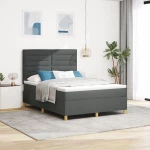 vidaXL Κρεβάτι  με Στρώμα Σκούρο Γκρι 140x200 εκ. ύφασμα