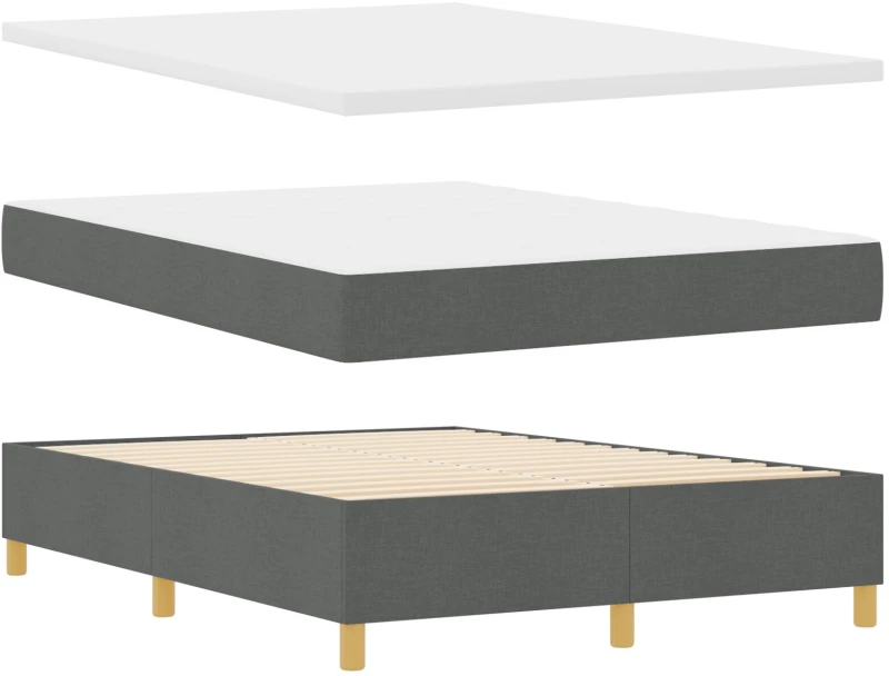 vidaXL Κρεβάτι  με Στρώμα Σκούρο Γκρι 140x200 εκ. ύφασμα