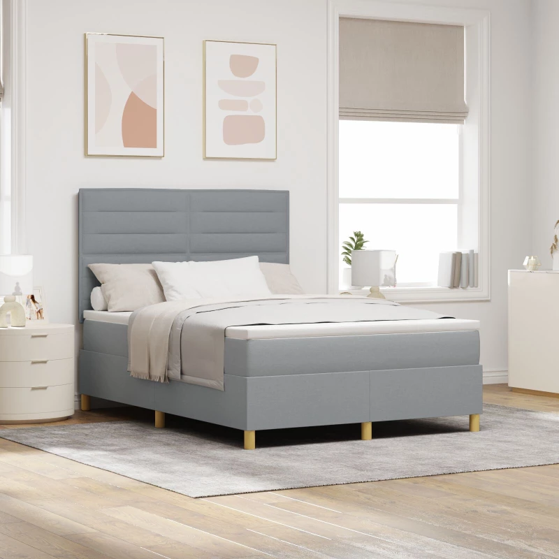 VidaXL Κρεβάτι Box Spring με Στρώμα Ανοιχτό Γκρι 160x200 εκ Υφασμάτινο