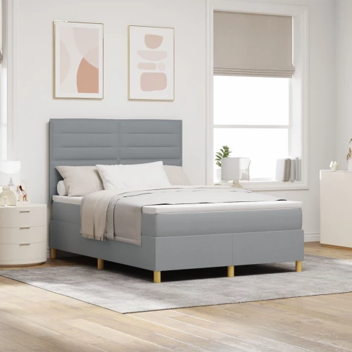 VidaXL Κρεβάτι Box Spring με Στρώμα Ανοιχτό Γκρι 160x200 εκ Υφασμάτινο