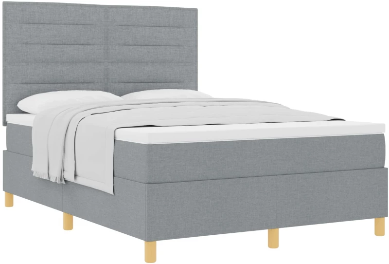VidaXL Κρεβάτι Box Spring με Στρώμα Ανοιχτό Γκρι 160x200 εκ Υφασμάτινο