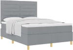 VidaXL Κρεβάτι Box Spring με Στρώμα Ανοιχτό Γκρι 160x200 εκ Υφασμάτινο
