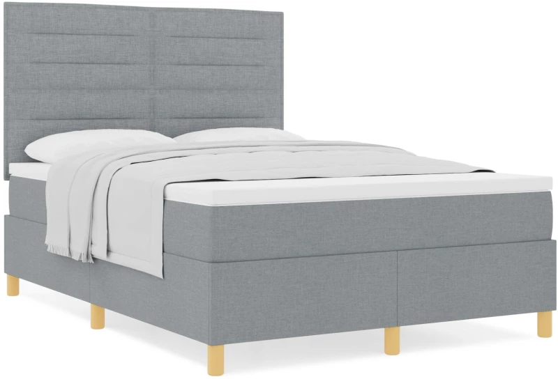 VidaXL Κρεβάτι Box Spring με Στρώμα Ανοιχτό Γκρι 160x200 εκ Υφασμάτινο