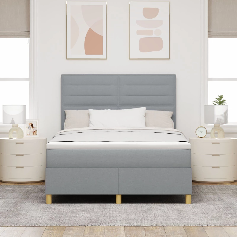 VidaXL Κρεβάτι Box Spring με Στρώμα Ανοιχτό Γκρι 160x200 εκ Υφασμάτινο