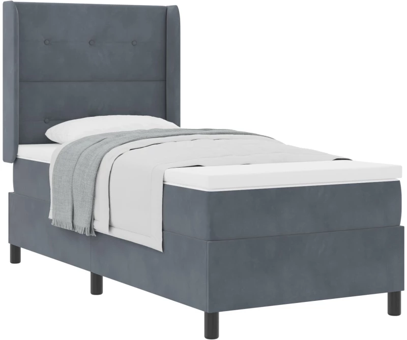 κρεβάτι box spring vidaXL με στρώμα σκούρο γκρι 100x200 εκ. βελούδο