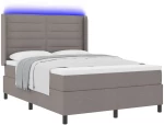 κρεβάτι Box Spring με στρώμα & LED Taupe 140x200 εκ Υφάσματος