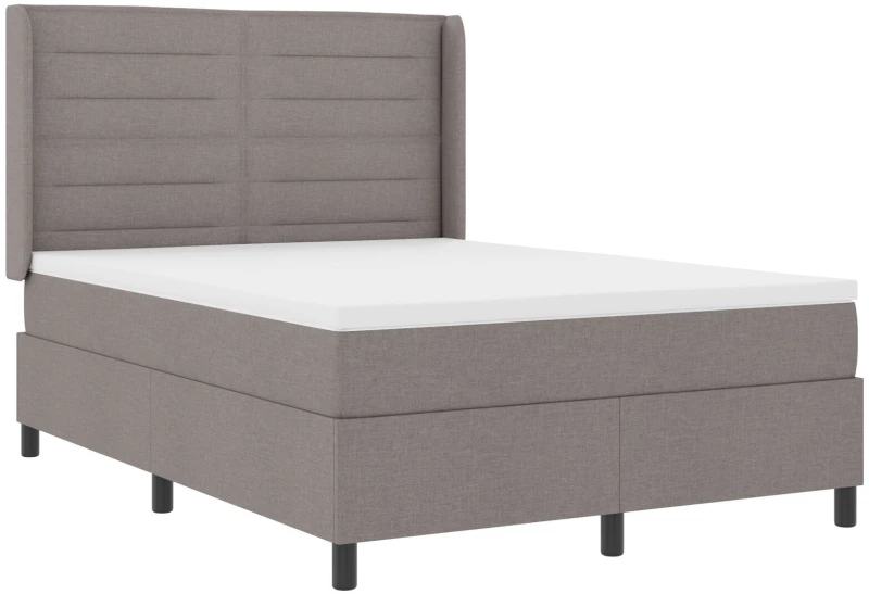 κρεβάτι Box Spring με στρώμα & LED Taupe 140x200 εκ Υφάσματος