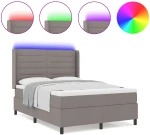 κρεβάτι Box Spring με στρώμα & LED Taupe 140x200 εκ Υφάσματος