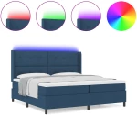 vidaXL Κρεβάτι με Στρώμα και LED Μπλε 200x200 εκ Υφασμάτινο