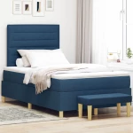 vidaXL Κρεβάτι με Στρώμα και Πάγκο Μπλε 120x200 εκ Υφάσματος
