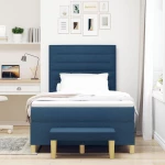 vidaXL Κρεβάτι με Στρώμα και Πάγκο Μπλε 120x200 εκ Υφάσματος