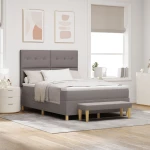 Κρεβάτι Box Spring vidaXL με Στρώμα & Πάγκο Taupe 140x200 εκ. Υφάσματος