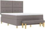 Κρεβάτι Box Spring vidaXL με Στρώμα & Πάγκο Taupe 140x200 εκ. Υφάσματος