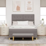 Κρεβάτι Box Spring vidaXL με Στρώμα & Πάγκο Taupe 140x200 εκ. Υφάσματος