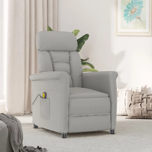 vidaXL Πολυθρόνα Μασάζ Ανοιχτό Γκρι Microfibre