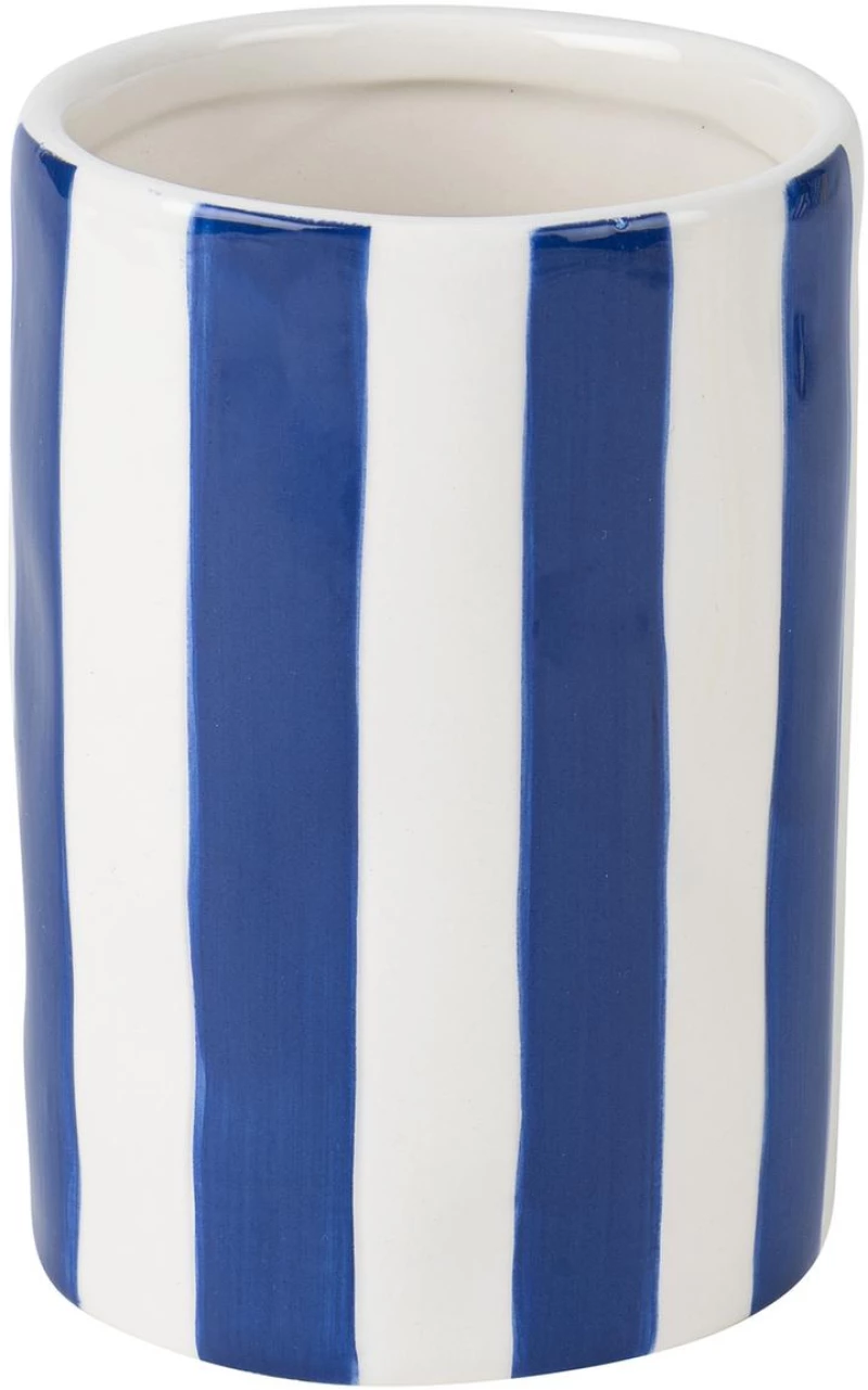 Beauty Home Κεραμικό Βάζο Iona Ριγέ Μπλε-Λευκό 9,5 x 13,5 CM