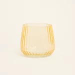 Beauty Home Κηροπήγιο Γυάλινο Ριγέ 11 x 9 cm  Κίτρινο