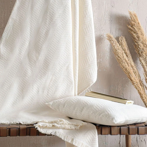 Ριχτάρι Ewan Ecru Ρυθμός Διθέσιο 180x240cm Βαμβάκι-Πολυέστερ