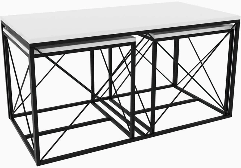Ζιγκόν Defne (Σετ 3Τμχ) 854KLN2905 100x50x52/45x45x52cm White