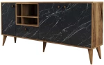 Μπουφές Napoli 845HCT5339 180x35x81cm Marble Effect Black Πλαστικό,Μοριοσανίδα