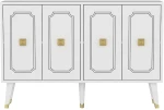 Μπουφές Roland 327ODS1229 120x30x80cm White-Gold Μοριοσανίδα, Μελαμίνη