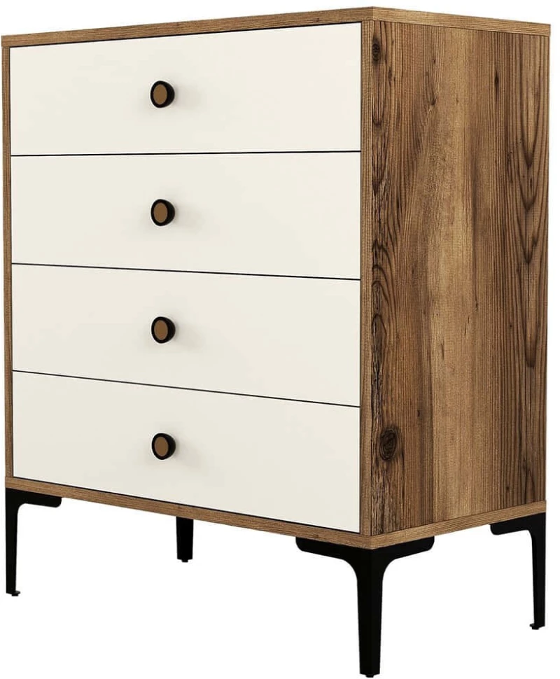 Συρταριέρα Lizbon 845HCT1205 76x40x90,7cm Walnut-Cream