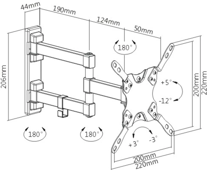 BRATECK LDA21-223 Βάση TV επιτοίχια με βραχίονα (max V:200x200)