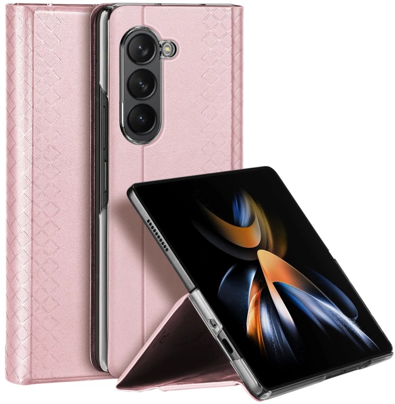 Dux Ducis Bril Wallet Flip Leather Θήκη για Samsung Galaxy Z Fold 5 5G - Ροζ