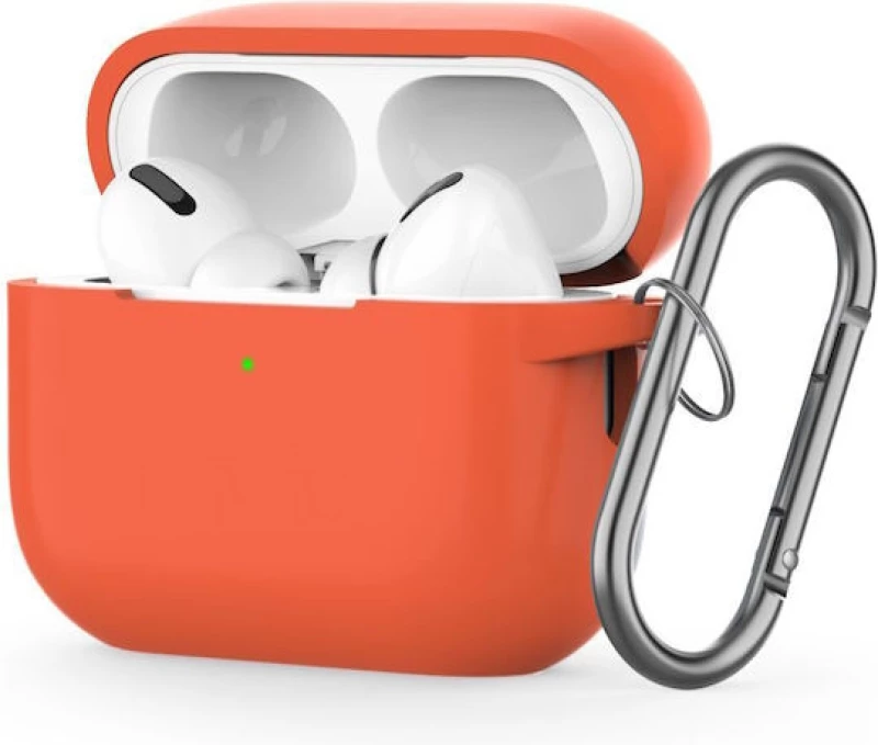 Θήκη TPU Σιλικόνης με Γάντζο για Airpods Pro - Πορτοκαλί