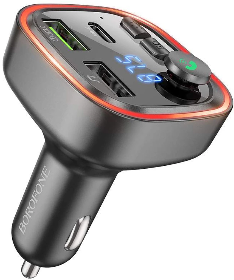Borofone FM Transmitter BC48 Broad MP3 Bluetooth 2xUSB Type C QC 3.0 18W - Μαύρο