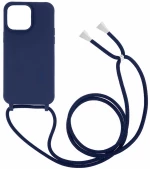 Θήκη Σιλικόνης GREEN ON με Κορδόνι Κολιέ για iPhone 15 Pro Max - Σκούρο Μπλε