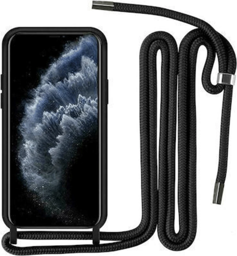 Θήκη Σιλικόνης με Κορδόνι Κολιέ για Xiaomi Redmi Note 10 5G / Poco M3 Pro / Poco M3 Pro 5G - Μαύρο