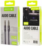 GREEN ON 3.5mm Aux Υφασμάτινο Καλώδιο 4 Pin - Μαύρο GR04 2μ.