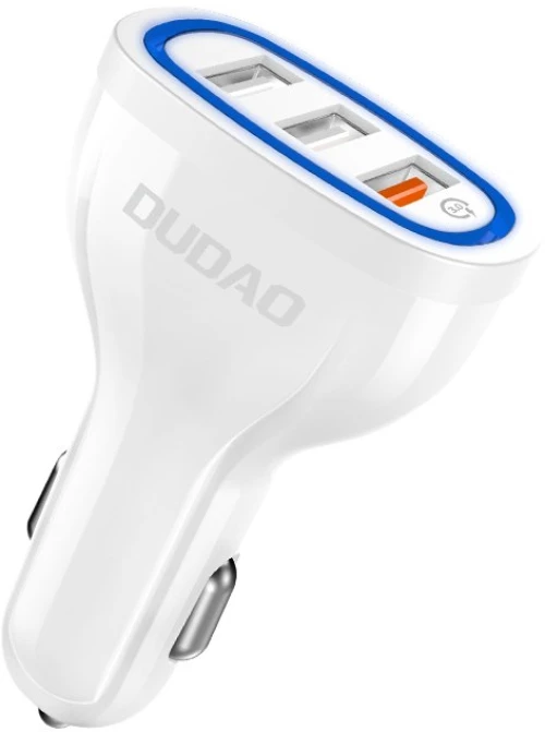 Φορτιστής Αυτοκινήτου DUDAO 2.4A 18W QC 3.0 με 3 Θύρες USB - Λευκό Μπλε