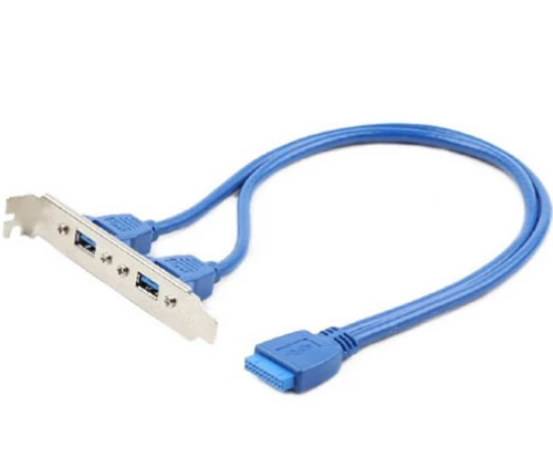 Καλώδιο CABLEXPERT DUAL USB 3.0 Receptable On Bracket 45 Εκατοστά - Μπλε