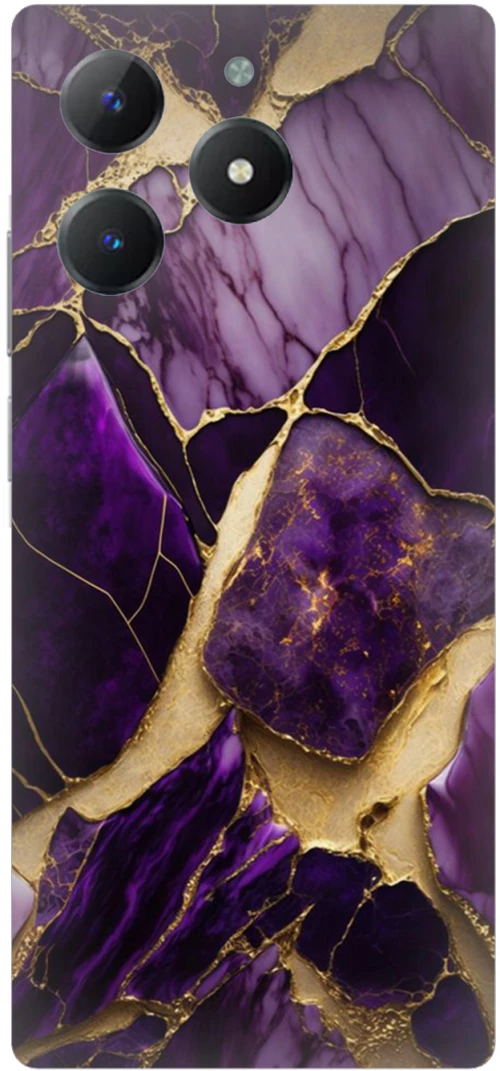 Marble Black-Purple Silicone Case θήκη για Realme C61 4G