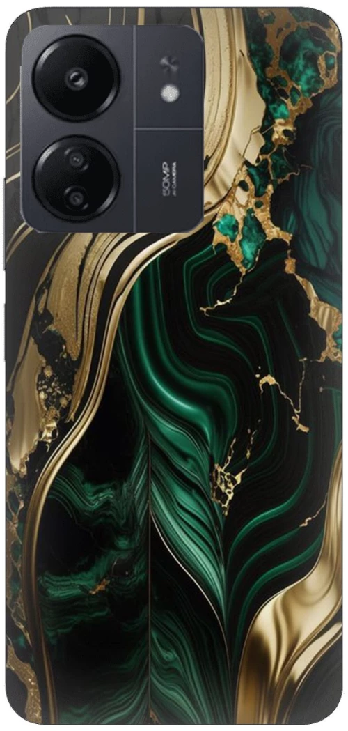 Marble Green-Gold Silicone Case θήκη για Xiaomi Redmi 13C 5G