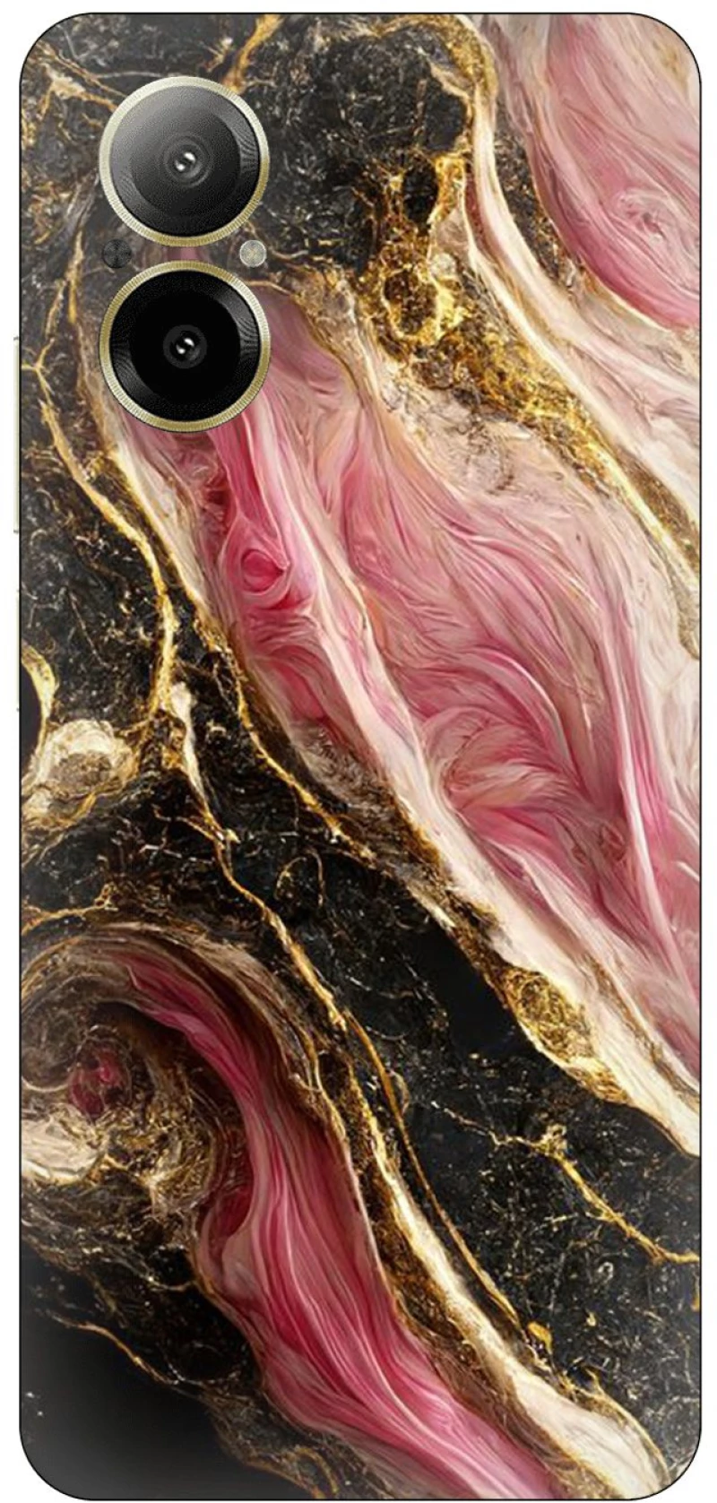 Marble Black-Pink Silicone Case θήκη για Realme C67