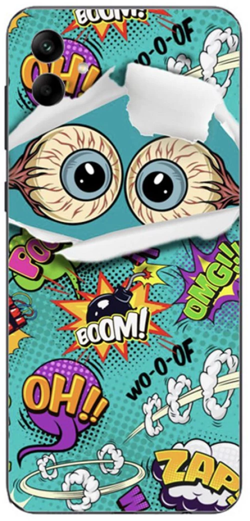 Comic Eyes Silicone Case θήκη για Samsung Galaxy A04 green